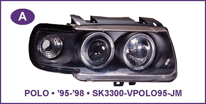 Angel Eye farovi VOLKSWAGEN POLO Hrom,CRNI 95-98